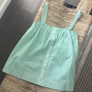 J Crew Green Pinstriped Top Sz 4